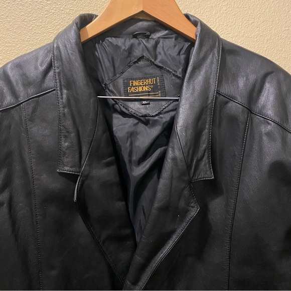 Men’s XL Fingerhut Fashions Black Leather Button Front Jacket - Picture 2 of 16